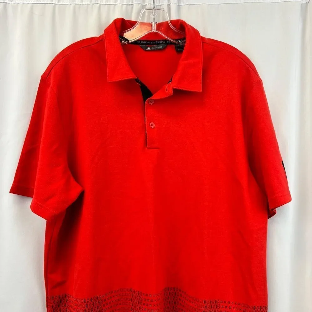 Adidas Men’s Adicross Short Sleeve Polo Shirt Vermillion Size Large Orange/Black